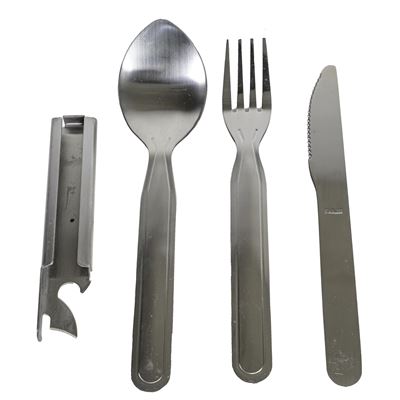 Retractable folding cutlery set of 3 parts opener