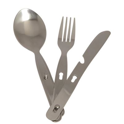 Retractable folding cutlery set of 3 parts opener