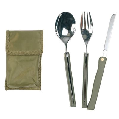 CAMPING folding cutlery 3 pcs with packaging OLIVE