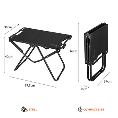 Folding steel camping table – BLACK NILS Camp 15-03-353 6