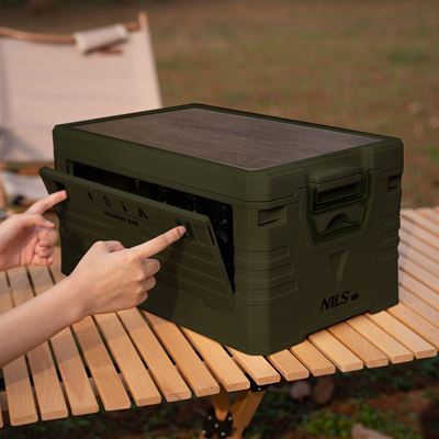 Folding box with lid and wooden top 32L GREEN NILS Camp 15-03-610 10
