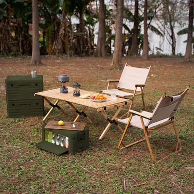 Folding box with lid and wooden top 32L GREEN NILS Camp 15-03-610 4