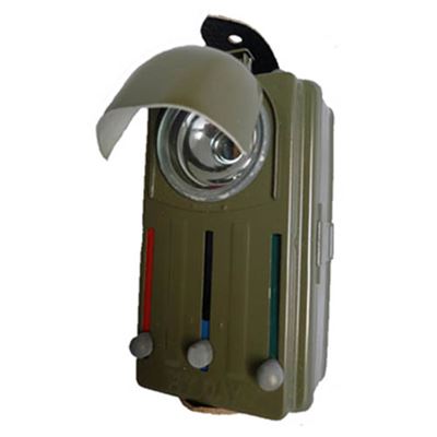 Czech army signal lamp three color OLIV overlay