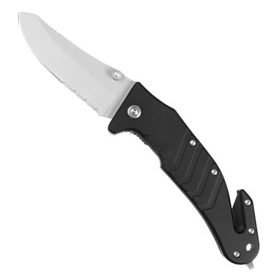 Folding knife with clips and incisors in the handle BLACK