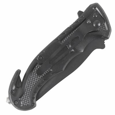 Folding knife with pocket clip and handle incisors in RESCUE