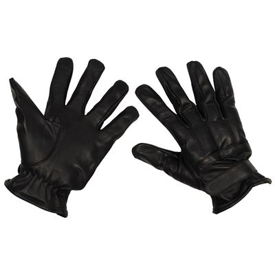 Leather gloves with padding of cream. sand BLACK
