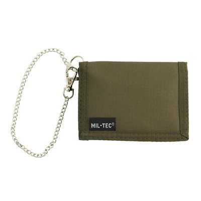 Wallet with safety chain OLIVE