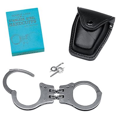 Police handcuffs DOUBLE LOCK Solid SILVER