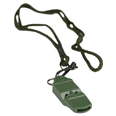 Plastic Whistle with cord NO BALL GREEN