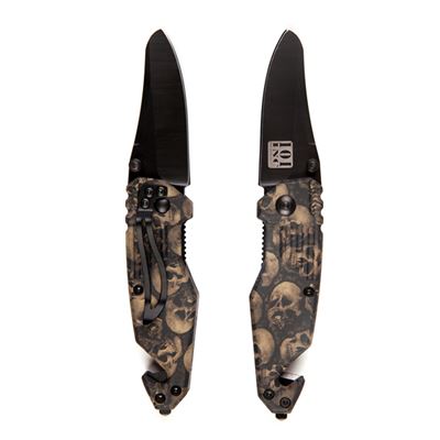 SKULL small knife with black blade clip