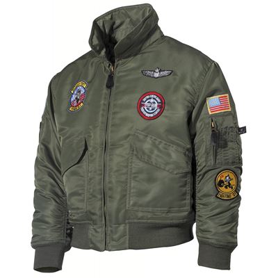 Baby CWU jacket with patches OLIVE