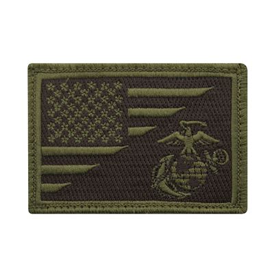Velcro US Flag/USMC Globe and Anchor Patch OLIVE GREEN
