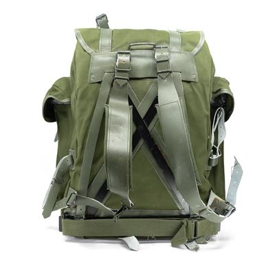 Canvas backpack with leather strap and steel reinforcement OLIV