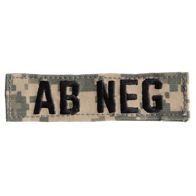 Patch Blood type AB NEG velcro ACU