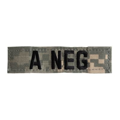 Patch Blood type A NEG velcro ACU