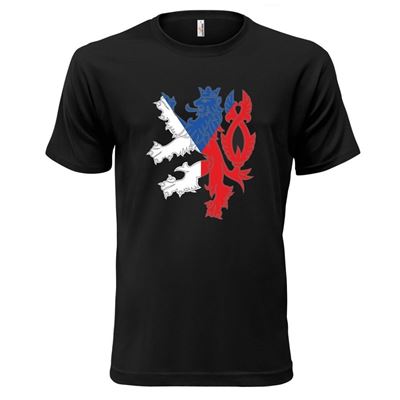 T-Shirt Czech Lion with Czech Flag BLACK