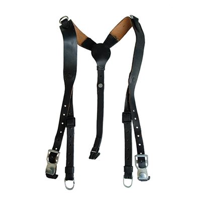 WH leather suspenders with hook and knapsack BLACK rep.
