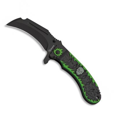 Folding Knife SKULL FOS Fine Edge GREEN/BLACK