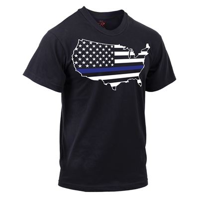 Thin BLUE LINE AMERICA map T-Shirt BLACK ROTHCO 1851 4