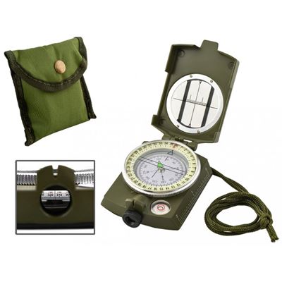 ARMY-style metal GREEN compass with case  185717 2