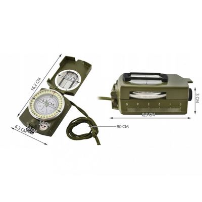 ARMY-style metal GREEN compass with case  185717 3