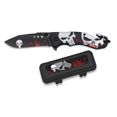Folding Knife SKULL PUNISHER with ABS Case