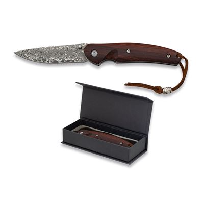 Damascus penknife WOODEN HANDLE