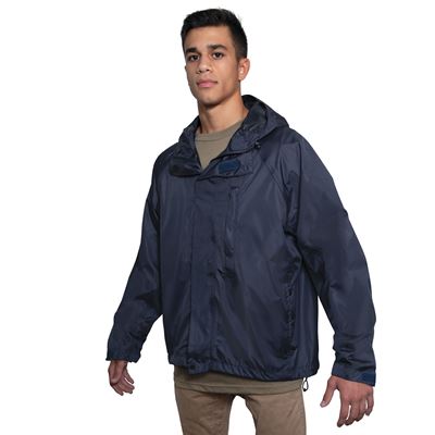 Lightweight waterproof jacket with hood NAVY BLUE
