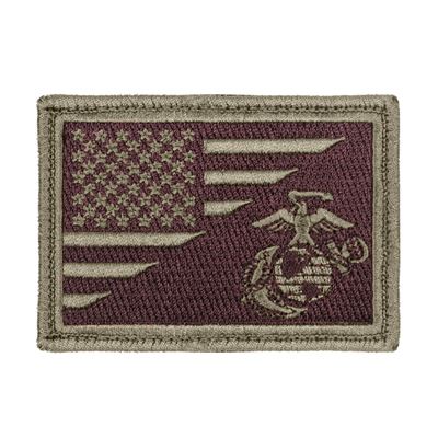 Velcro US Flag/USMC Globe and Anchor Patch OLIV/BROWN