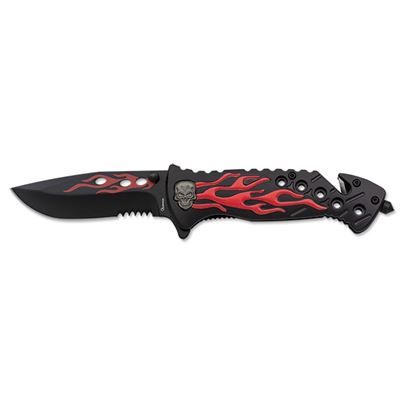 PENKNIFE RED FLAME folding BLACK/RED