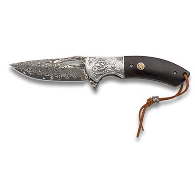 Damascus folding penknife ORNATED