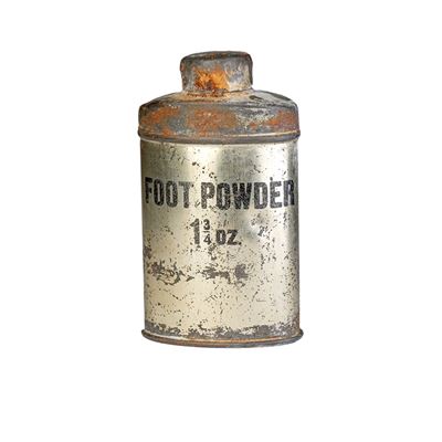 British tin powder flask 1¾ oz. WWII 1940 original
