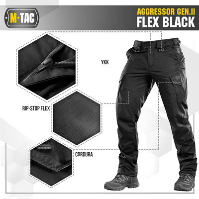 AGGRESSOR Gen. II Flex Tactical Trousers – BLACK M-TAC 20058002 5