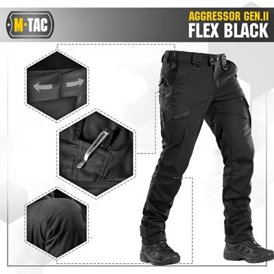 AGGRESSOR Gen. II Flex Tactical Trousers – BLACK M-TAC 20058002 4