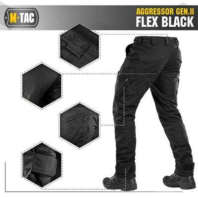 AGGRESSOR Gen. II Flex Tactical Trousers – BLACK M-TAC 20058002 2