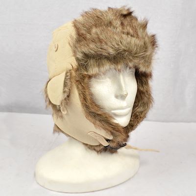 Fur cap ANTARTICA CANVAS light Beige