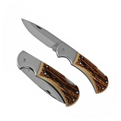 SAVAGE folding knife with lock HABLOCK stainless steel handle of antler