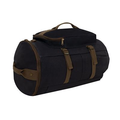 Convertible 19" Canvas Duffle/Backpack CHARCOAL GREY/BROWN