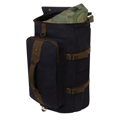 Convertible 19" Canvas Duffle/Backpack CHARCOAL GREY/BROWN