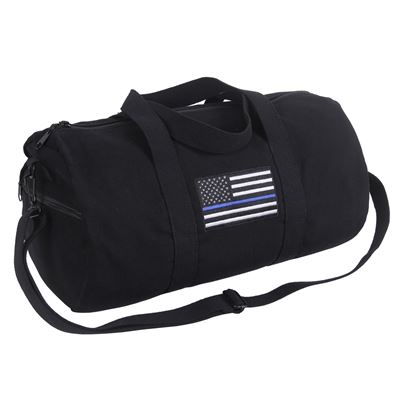 Thin Blue Line Canvas Shoulder Duffle Bag BLACK
