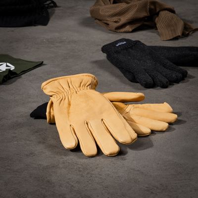 Gloves winter OUTDOOR leather YELLOW