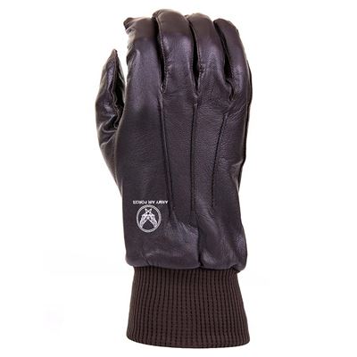 Air Force leather pilot gloves with knitted cuffs BROWN