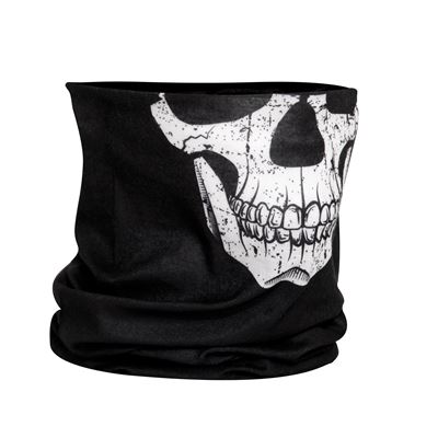 Multi-Use Neck Gaiter and Face Covering Wrap - Skull Print BLACK