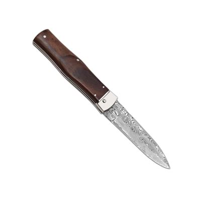 Ejecting knife DAMASCUS STEEL/ROSEWOOD or TURKISH WALNUT