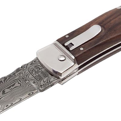 Ejecting knife DAMASCUS STEEL/ROSEWOOD or TURKISH WALNUT