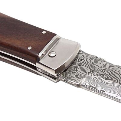 Ejecting knife DAMASCUS STEEL/ROSEWOOD or TURKISH WALNUT