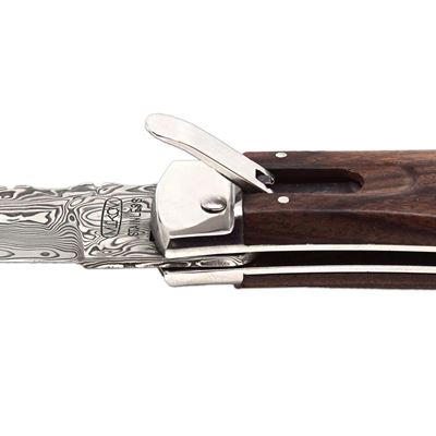 Ejecting knife DAMASCUS STEEL/ROSEWOOD or TURKISH WALNUT