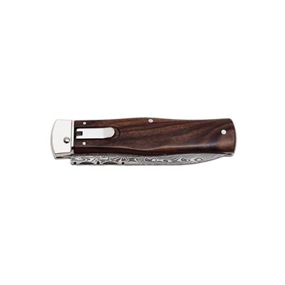 Ejecting knife DAMASCUS STEEL/ROSEWOOD or TURKISH WALNUT