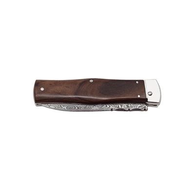 Ejecting knife DAMASCUS STEEL/ROSEWOOD or TURKISH WALNUT
