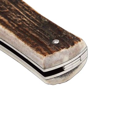 Ejecting knife DAMASCUS STEEL/DEER HORN